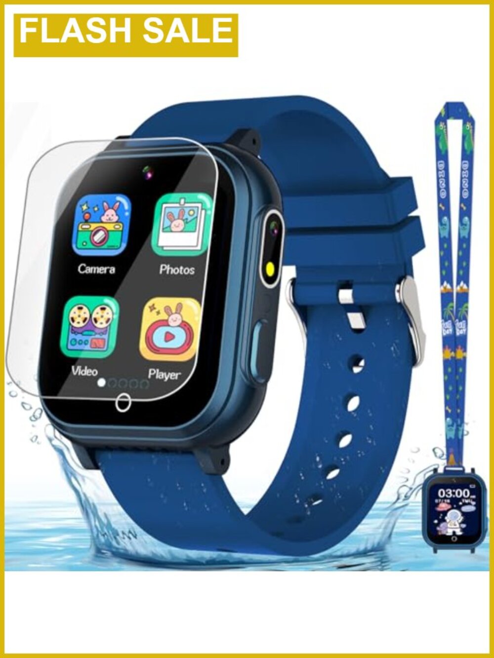 Kids Smart Watch IP67 Waterproof 32 Puzzle Games HD Touchscreen Dual Camera